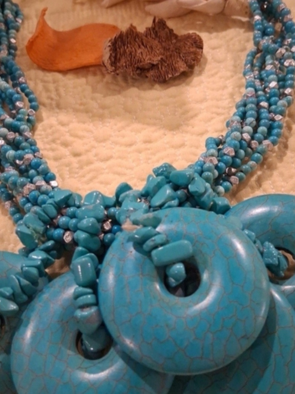 Turquoise Multi-Strand Stone Necklace Bohemian Style Howlite